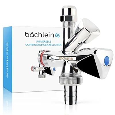 Afbeelding van Bächlein Universeel Combinatiehoekventiel zelfafdichtend met terugslagklep, voor koud en warmwaterleidingen diverse aansluitmogelijkheden, Hoekventiel