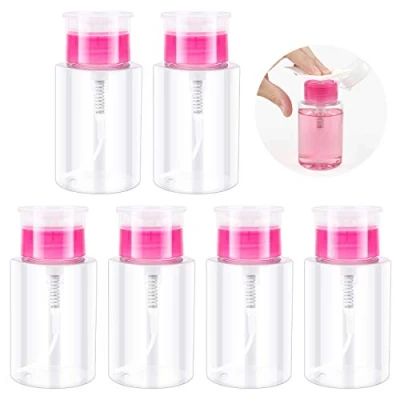 Afbeelding van 6 Stuks Nagellak Remover Pomp Flessendispenser 180ml Push Down Lege Dispenser Clear Vloeibare Fles Container voor Make up Praktische Reisset