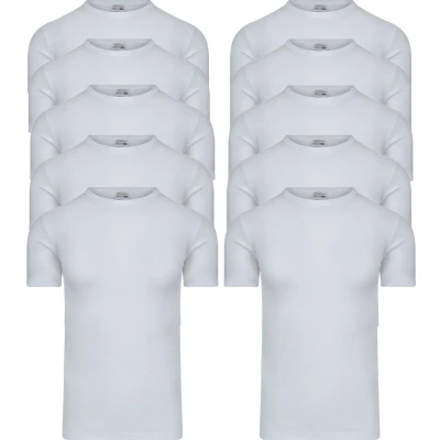 Afbeelding van 10 Pack Heren T shirts met ronde hals en korte mouw M3000 Wit maat M