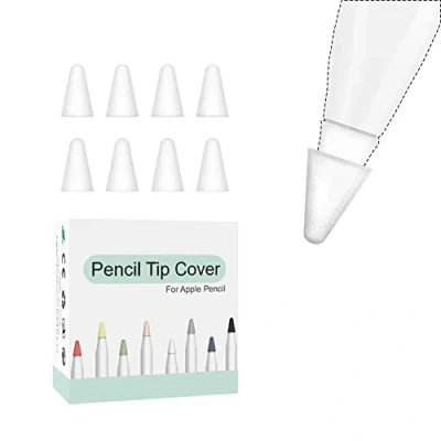 Afbeelding van BaiJ Apple Pencil punten, 8 pack cap voor 1e en 2e generatie siliconen pennen beschermhoes compatibel met anti slip iPencil Tips Pro White