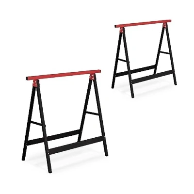 Afbeelding van Relaxdays schraag, set van 2, inklapbaar, 100 kg, HBD: ca. 74x78x40 cm, doe het zelven, behangen, schilderen, zwart/rood