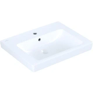 Afbeelding van Villeroy en boch subway 2 keramische wastafel 600x470mm uittikbare kraangaten links rechts wit 71136gr1