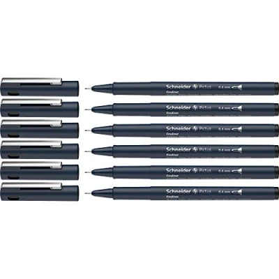 Afbeelding van Schneider Pictus Fineliner (lijndikte 0,4 mm, onuitwisbaar, metalen punt, behuizing van 85% gerecycled kunststof), verpakking 6 stuks, zwart
