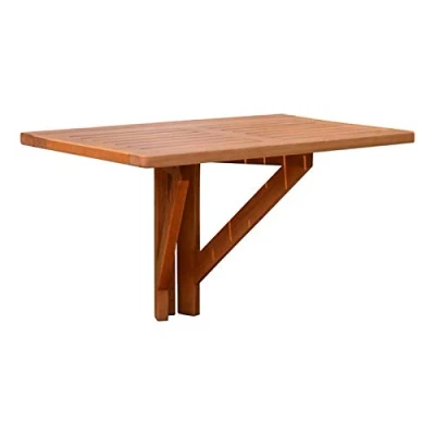 Afbeelding van Spetebo Balkontafel, eucalyptushout, 60 x 40 cm, houten klaptafel, balkon, hangtafel, inklapbaar
