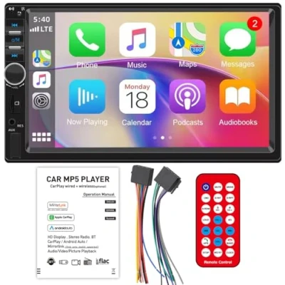 Afbeelding van 7 &quot;2 Din Autoradio Bluetooth Spiegel Link Touchscreen Audio Stereo MP5 Multimedia Speler Stuurwiel FM/TF/USB met Afstandsbediening