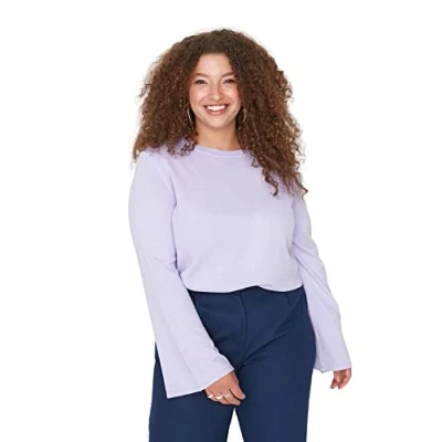 Afbeelding van Trendyol Plus Size Sweater Regular, Paars, XXL grote maten