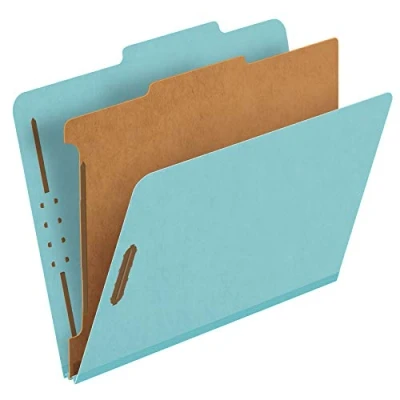 Afbeelding van Pendaflex Classificatiemappen, standaard, 1 verdeler, ingebedde bevestigingsmiddelen, 2/5 gesneden tab, blauw, brief, 10/BX (23730P), specialiteit