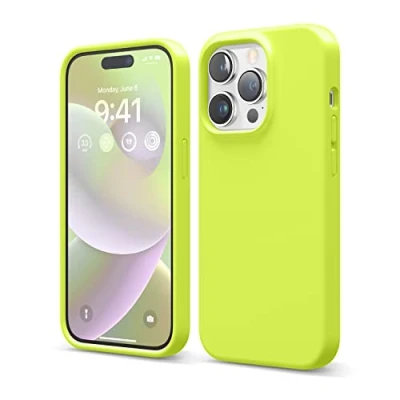 Afbeelding van elago Liquid Silicone Case Compatible with iPhone 14 Pro (6.1&quot;), Premium Silicone, Full Body Protection 4 Layer Shockproof Phone Cover, Anti Scratch Soft Microfiber Lining (Neon Geel)