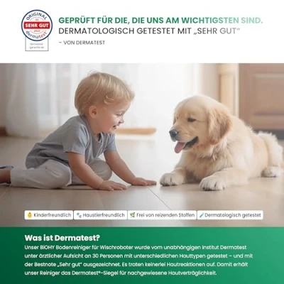 Afbeelding van BiOHY Vloerreiniger voor dweilrobots (2 x 1l Fles) + doseerder Concentreer alle veeg &amp; zuigrobots met natte functie duurzaam ecologisch lentegeur (Wischroboter)