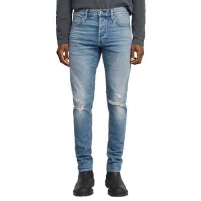 Afbeelding van G STAR RAW Heren 3301 Slim Jeans, Blauw (Vintage blauwe damp vernietigd 51001 d936 h103), 33W / 36L