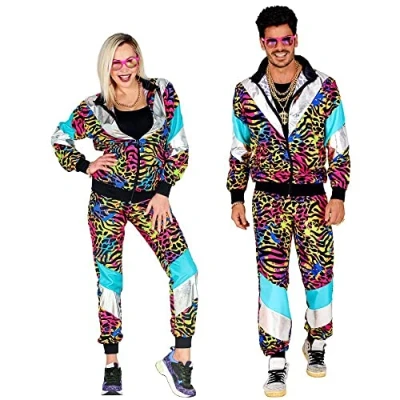 Afbeelding van WIDMANN FEESTPAK MET DIERENSCHELPEN UIT DE JAREN 80 (jas, broek) (XL)