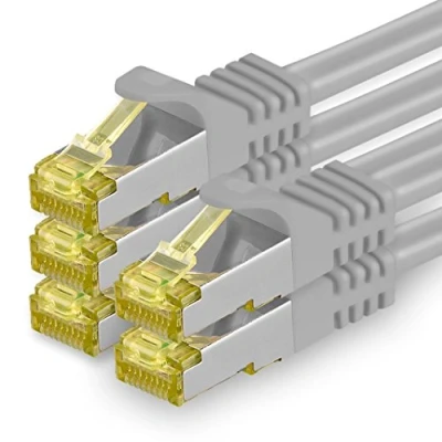 Afbeelding van 1aTTack.de Cat.7 netwerkkabel 0,25 m grijs 5 stuks Cat7 Ethernet kabel netwerk LAN ruwe 10 Gb s SFTP PIMF LSZH set patchkabel met Rj 45 stekker Cat.6a