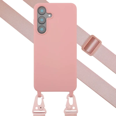 Afbeelding van Samsung Galaxy S25 FE Hoesje Siliconen en TPU (zacht) Selencia Softcase/Koordhoesje/Backcover Roze Telefoonhoesje