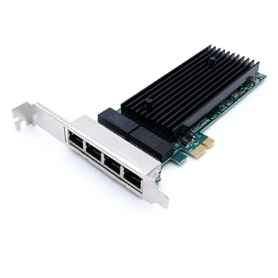 Afbeelding van Computer District Netwerkkaart met 4 Ethernet poorten RJ45 Gigabit LAN PCI Express X1 (PCI E Pcie) chipset Intel JL82576EB Hoek Low en High Profile
