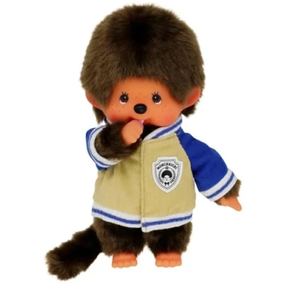 Afbeelding van Monchhichi Bandai pluche jas, dier, iconische aap uit de jaren 80, zacht pluche, 20 cm, voor kinderen en volwassenen, speelgoed vanaf 2 jaar, SE42223
