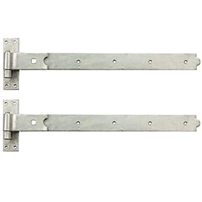 Afbeelding van Merriway BH06859 (2 stuks) Gate scharnieren Heavy Duty haak en band recht plat verzinkt 400mm (16 inch) Pack van 2 stuks, zilverkleur