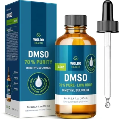 Afbeelding van DMSO 70% met gedemineraliseerd water 30% glazen fles 3.4 oz druppelaar