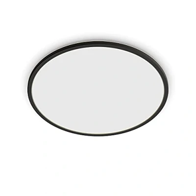 Afbeelding van Philips SuperSlim plafondlamp zwart groot warmwit licht 22 W