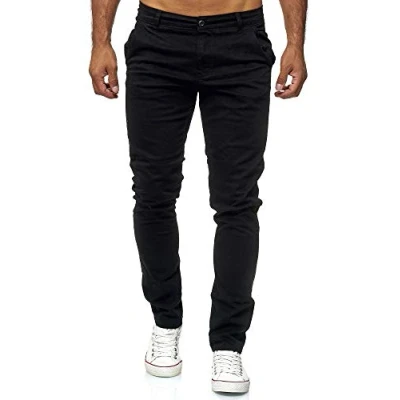 Afbeelding van Elara Herren Chino Hose Slim Fit Stretch Chunkyrayan MEL009 Schwarz 40/30