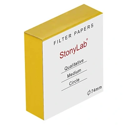 Afbeelding van stonylab Kwalitatieve Filterpapier Cirkels, 74 mm Diameter Cellulose Filterpapie met 20 Micron Deeltjesretentie Gemiddelde Filtratiesnelheid, Pak van 100