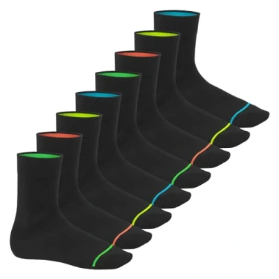 Afbeelding van Footstar Katoenen sokken voor dames en heren dames, 8 paar, zwarte in neonlook, neon glow, zwart, 43 46 EU