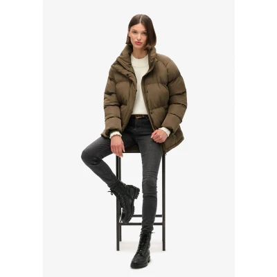 Afbeelding van Superdry Vrouwen Halflange Pufferjas Bruin Grootte: 40