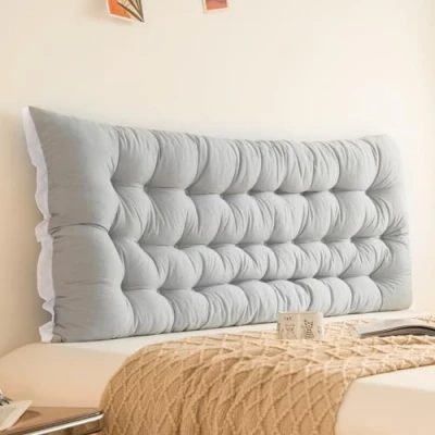 Afbeelding van GeRRiT Groot hoofdkussen, rugsteun voor op bed, lang steunkussen om te lezen, twin /queensize/kingsize bedsteun lendenkussen, wigvormig kussen in bed (lichtgrijs, 180 cm)