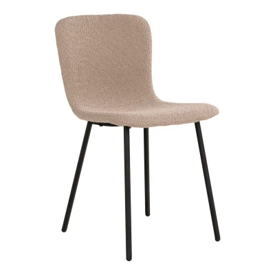 Afbeelding van Halden Dining Chair in bouclé, beige with black legs, HN1233