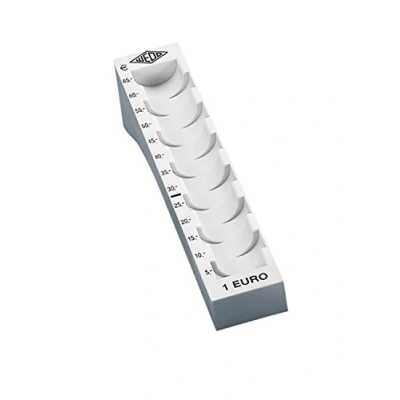 Afbeelding van Wedo 160710037 muntgroef (1 euro, kunststof voor 65 munten met markeringen 18 x 4,5 3,58 cm) lichtgrijs