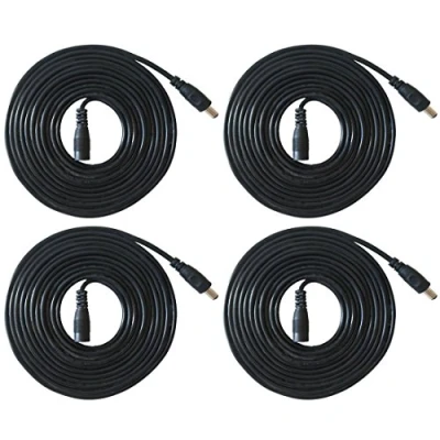Afbeelding van Liwinting 4pcs 3m/9.84ft DC Voeding Verlengkabel 5.5mm x 2.1mm 12V Netsnoer 5V Connector Kabel Man vrouw voor CCTV Security Camera IP Zwart