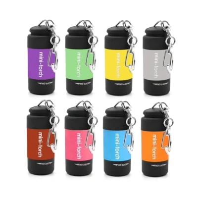 Afbeelding van Mini USB Oplaadbare LED Zaklamp, UCEC 8 Pack Zaklamp met Sleutelhanger Krachtige Draagbare Lamp (Meerdere Kleuren)