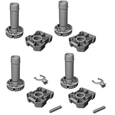 Afbeelding van Gedotec Meubelpoten, keukenonderkast, sokkelpoten, in hoogte verstelbaar, kunststof, zwart, stelvoet met 200 mm, complete set, verstelbare poten, 500 kg draagkracht, set van 4, kastpoten voor