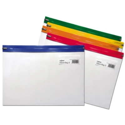 Afbeelding van Snopake Zippa Bag &#039;S&#039; documententas ritssluiting A4 5 stuks transparant/op kleur gesorteerd