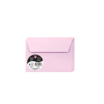 Afbeelding van Clairefontaine 5536C zak met 20 afzonderlijke kaarten formaat 11,4 x 16,2 cm 120 g roze uitnodigingskaarten voor evenementen en korrel assortiment van pollen premium papier