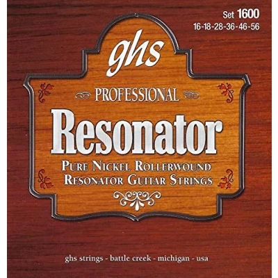 Afbeelding van GHS™ Strings »PURE NICKEL ROLLERWOUND Resonator 1600« snaren voor Gitaar Pure Nikkel 1600 Set: 016 056