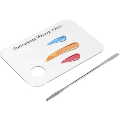 Afbeelding van Clear Acryl Make up Mengen Palet, Blending Paletten Palet Spatel Nail Art Cosmetische Roestvrij Tool Set