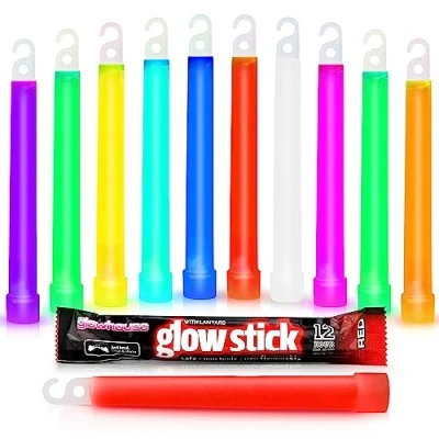 Afbeelding van the Glowhouse 5 stuks Premium Glow in Dark Sticks van 15 cm met draagkoord, verschillende kleuren