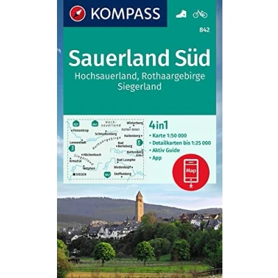Afbeelding van Kompass WK842 Sauerland Süd, Hochsauerland, Rothaargebirge: Wandelkaart Schaal 1 : 50.000