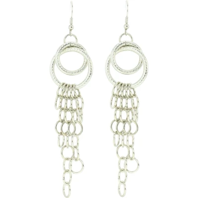 Afbeelding van Behave Oorhangers dames zilver kleurig met ringetjes