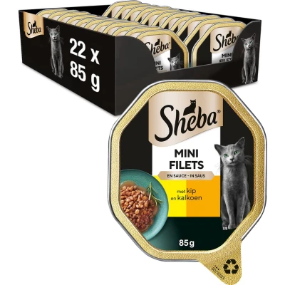 Afbeelding van 22x Sheba Mini Filets in Saus Kip Kalkoen 85 gr