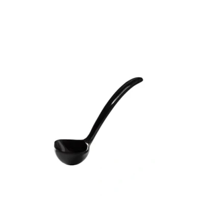 Afbeelding van HENDI Sauslepel, met 2 schenktuiten, gebogen handvat, opscheplepel, pollepel, soeplepel, inhoud: 30ml, 180x70x(H)40mm, styreen acrylonitril, zwart
