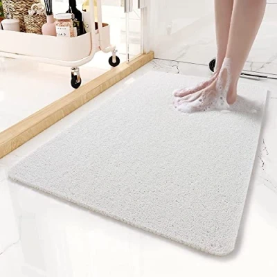 Afbeelding van MTWSJIA badmat voor binnendouche, 60 x 90 cm Loofah douchemat antislip anti schimmel antibacteriële zachte PVC badkamer natte douchegebieden (wit)