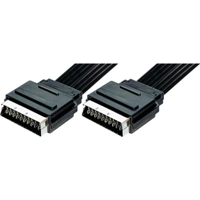 Afbeelding van 21 pins Scart kabel plat / zwart 0,50 meter