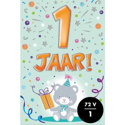 Afbeelding van Verjaardagskaart 1 jaar met tekst (17 x 11,5 cm)
