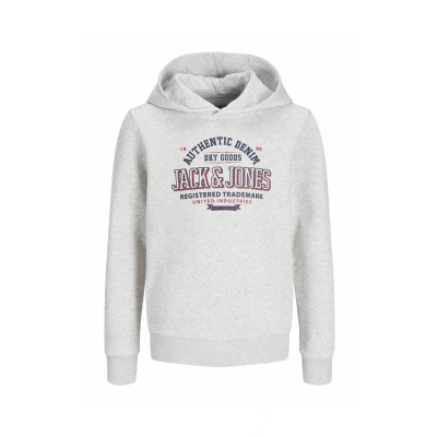 Afbeelding van Jack &amp; Jones Junior Jjelogo NOOS JNR Hoodie, Heren, Maat: 128, White melange