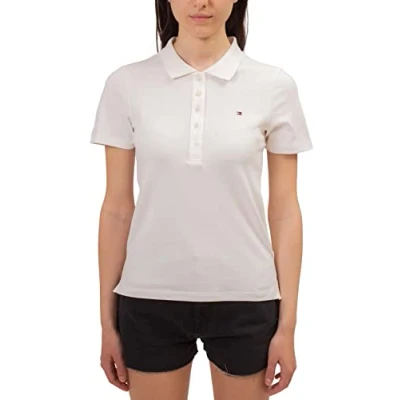 Afbeelding van Tommy Hilfiger 1985 SLIM Poloshirt, Dames, Maat: XXL, Ecru