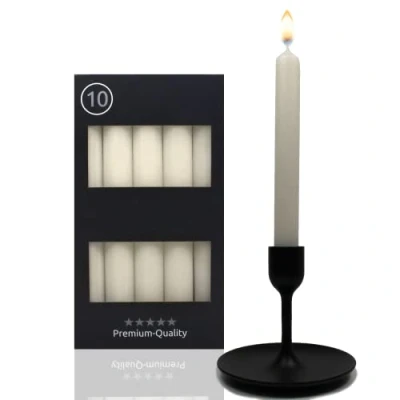 Afbeelding van Candelo Set van 10 tafelkaarsen, beige, 18,5 cm, 7,5 uur brandduur, spitse kaarsen voor kandelaars en kroonluchters, kandelaars, staafkaarsen