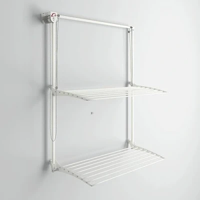 Afbeelding van foxydry Wall Plus Droogrek voor wandmontage, verticaal, intrekbaar, inklapbaar, binnen en buiten, 152 cm