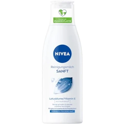 Afbeelding van NIVEA Zachte reinigingsmelk voor normale en droge huid, make up remover reinigt grondig, milde gezichtsreiniging verwijdert waterdichte mascara, reiniger met vitamine E (200 ml)
