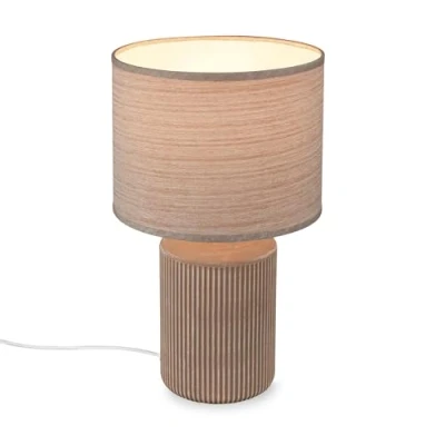 Afbeelding van BRILONER Tafellamp met stoffen kap, snoerschakelaar, keramische lampvoet, lamp, bedlamp, tafellamp, ganglamp, kantoorlamp, leeslamp, woonkamer, slaapkamer, 22x37,5 cm (DxH), bruin